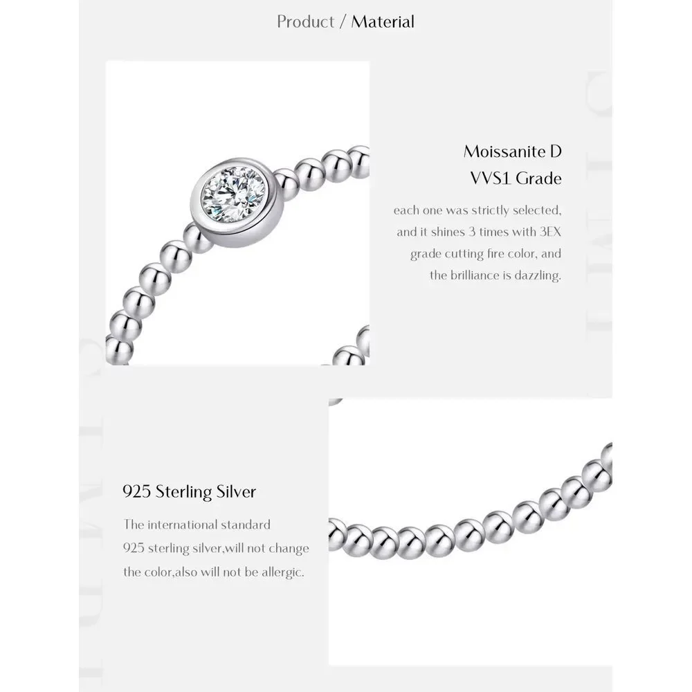 NWT SPARKLY SOLITAIRE BEZEL DIAMOND BEAD RING, GRA CERT, MOISSANITE RING‎